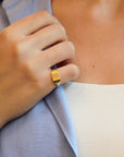 Square yellow gold signet ring