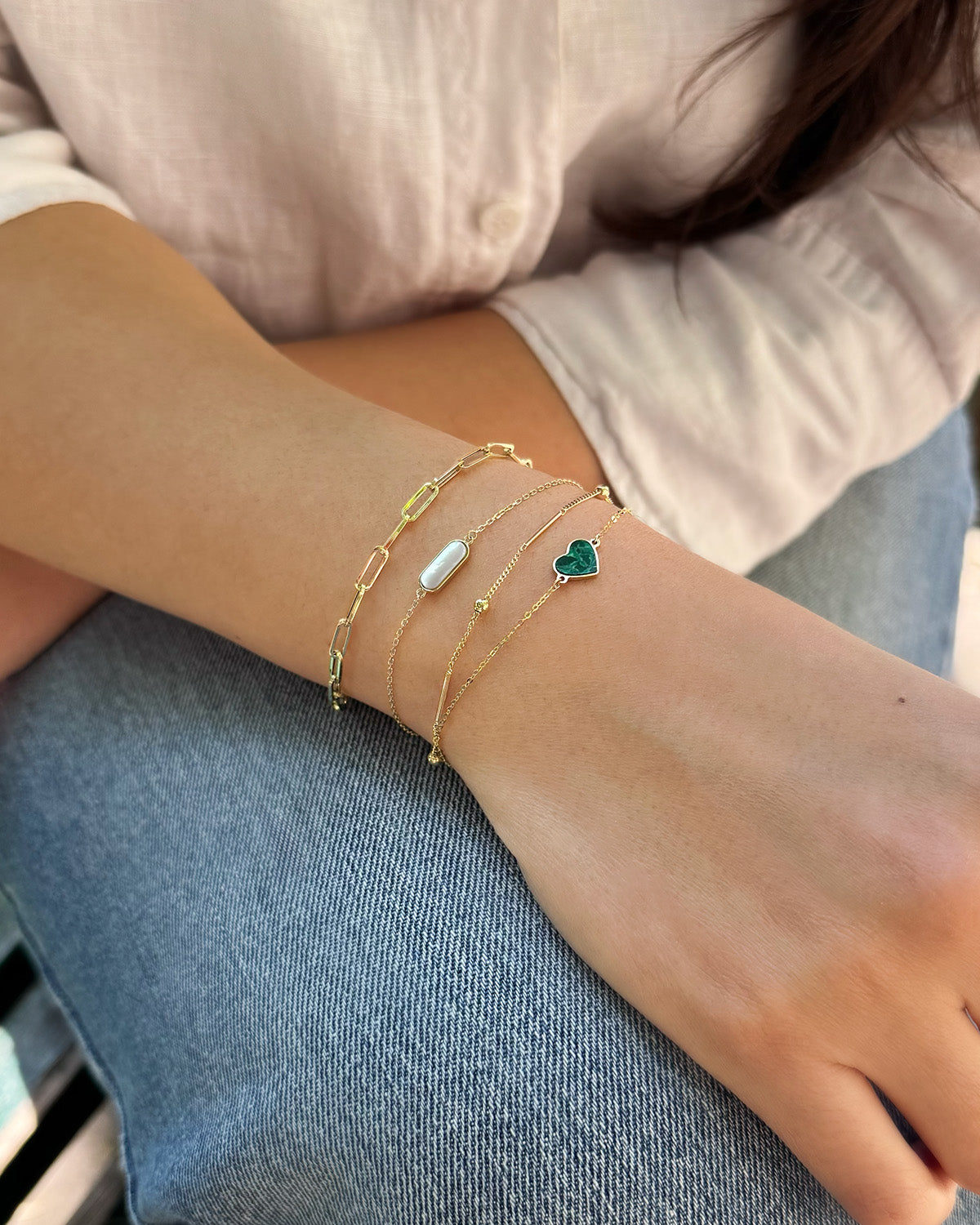Bracciale cuore in malachite