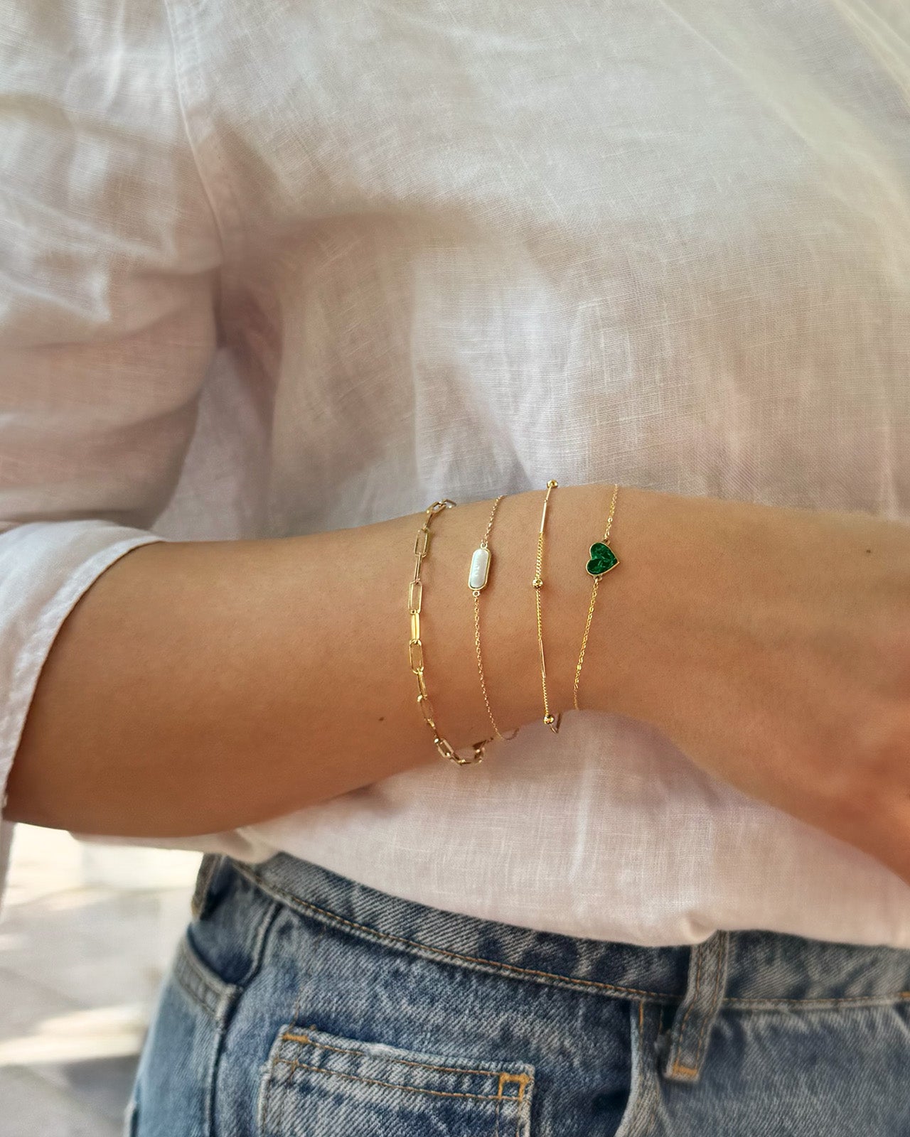 Bracciale cuore in malachite