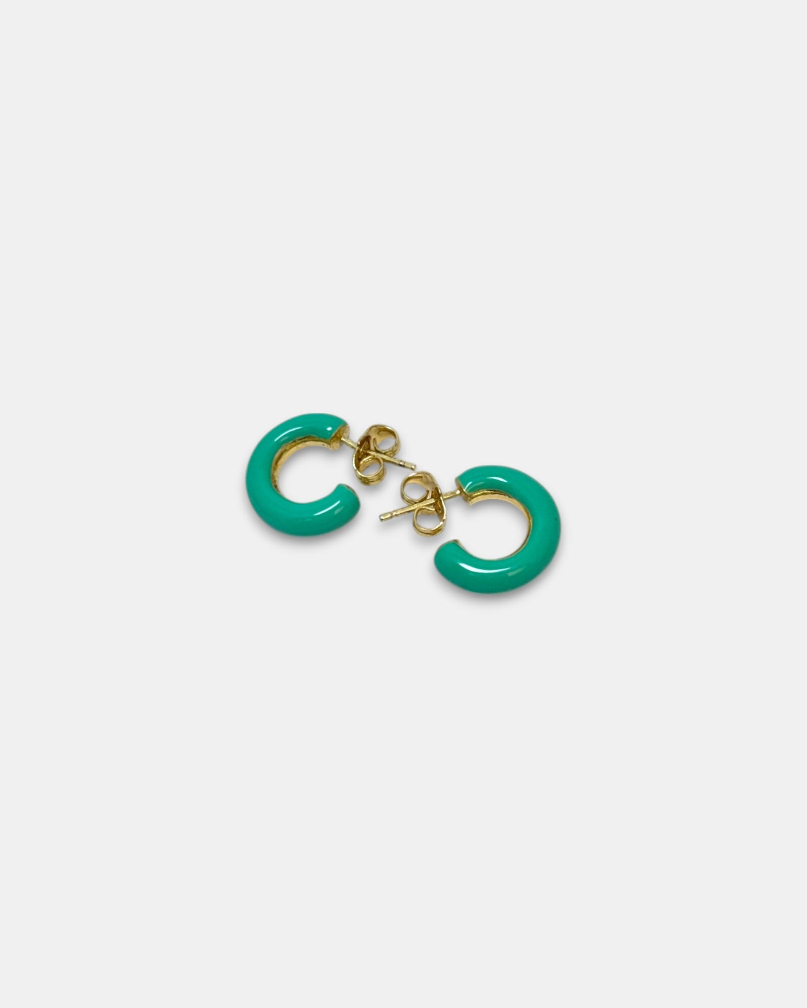 Orecchini cerchietti smalto verde acqua