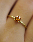 Yellow gold ring with Madeira quartz