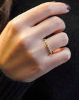 Yellow gold ring with white diamonds