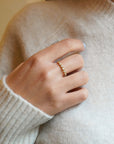 Yellow gold ring with white diamonds
