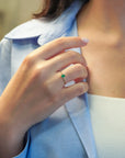 Yellow gold ring with vertical oval emerald