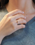 Yellow gold ring with champagne diamond and decorated bezel