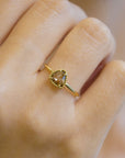 Yellow gold ring with champagne diamond and decorated bezel