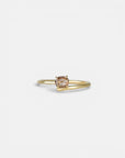 Champagne diamond yellow gold ring with spiral shank