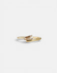 Champagne diamond yellow gold ring with spiral shank