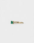 Ring with square emerald and white diamonds