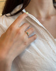 Ring with rectangular emerald and white diamonds