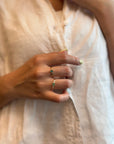 Ring with rectangular emerald and white diamonds