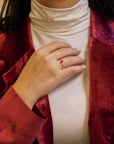Yellow gold ring with vertical oval ruby