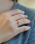Yellow gold ring with champagne diamond and white diamonds