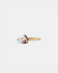 Yellow gold ring with champagne diamond and white diamonds