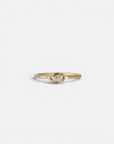 Yellow gold ring with vertical oval champagne diamond and white diamonds