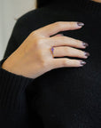 Yellow gold ring with five gradient stones - Amethyst