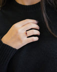 Yellow gold ring with five gradient stones - Rhodolite and Tourmaline
