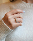 Yellow gold ring with five gradient stones - Aquamarine