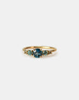 Yellow gold ring with five gradient stones - Topaz and Aquamarine