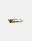 Yellow gold ring with five gradient stones - Topaz and Aquamarine