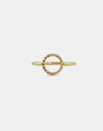 Yellow gold ring with round profile of white diamonds