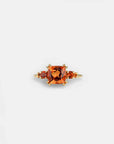 Yellow gold ring with square madera quartz and side madera quartz