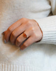 Yellow gold ring with square madera quartz and side madera quartz