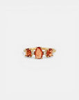 Yellow gold ring with oval rose-cut orange sapphires and white diamonds