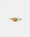 Yellow gold ring with square citrine and two white diamonds