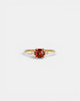 Yellow gold ring with square citrine and two white diamonds