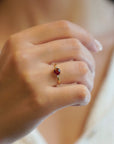 Yellow gold ring with square citrine and two white diamonds