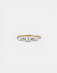 Yellow gold ring with three natural pearls and white diamonds