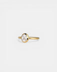 Yellow gold ring with oval composition of diamonds