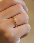 Solitaire yellow gold ring with brilliant cut diamond