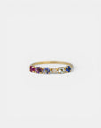 Tania - Yellow gold ring with 5 colored stones