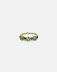 Anello in oro giallo con peridoto e zaffiri blu