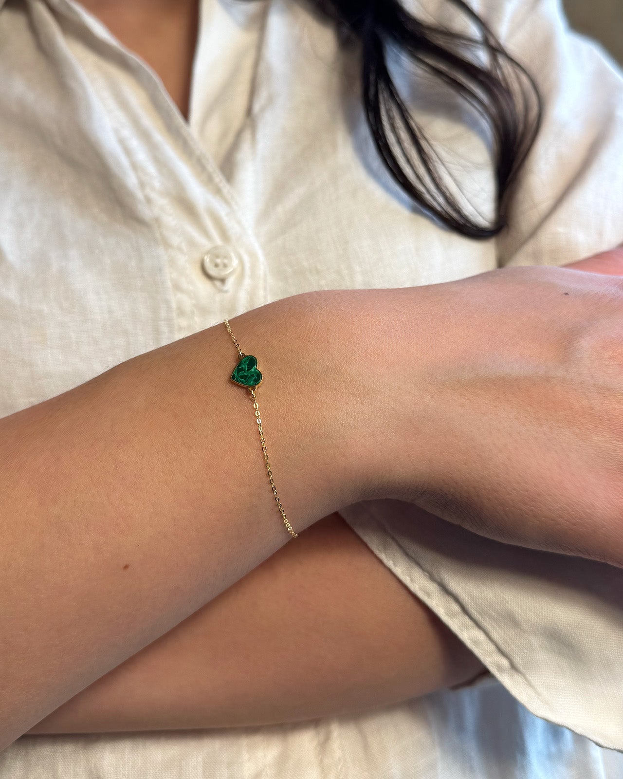 Bracciale cuore in malachite