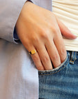 Square yellow gold signet ring 