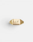 Square yellow gold signet ring 