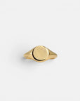 Round yellow gold signet ring 