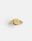 Round yellow gold signet ring 