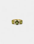 Ring with green sapphires and white diamonds