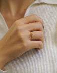 Yellow gold ring with Madeira quartz