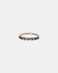 Rose gold ring with blue sapphires
