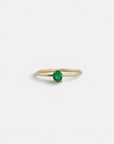 Yellow gold ring with vertical oval emerald