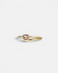 Champagne diamond yellow gold ring with spiral shank