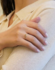 Champagne diamond yellow gold ring with spiral shank