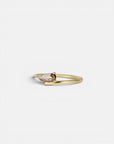 Champagne diamond yellow gold ring with spiral shank