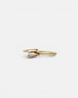 Champagne diamond yellow gold ring with spiral shank