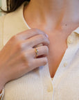 Champagne diamond yellow gold ring with spiral shank